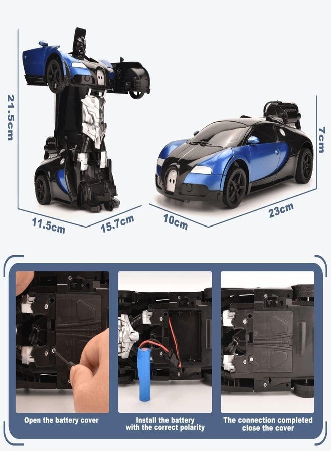 Cable World 3 in 1 RC Car, Robot Car and Smoke Car for Kids, Remote Control Vehicle with One Button Change, 360° Rotating Drifting 1:14 Scale (Blue) - Image 2